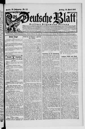 Das deutsche Blatt vom 24.04.1908