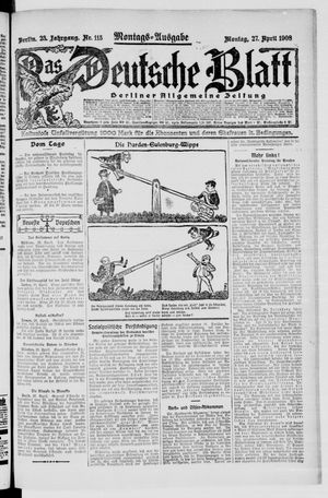 Das deutsche Blatt vom 27.04.1908