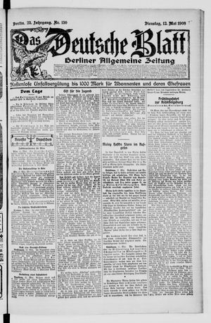 Das deutsche Blatt vom 12.05.1908