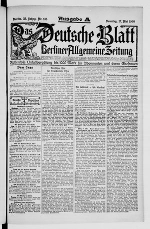 Das deutsche Blatt on May 17, 1908