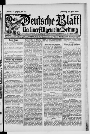 Das deutsche Blatt vom 16.06.1908