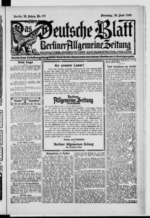 Das deutsche Blatt vom 30.06.1908