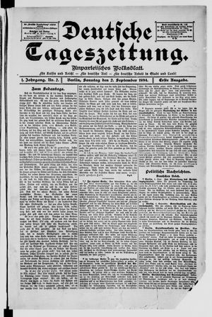 Deutsche Tageszeitung vom 02.09.1894