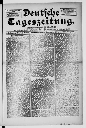 Deutsche Tageszeitung vom 08.09.1894