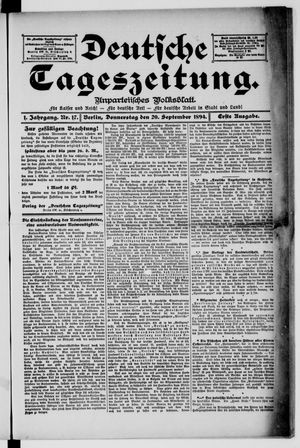 Deutsche Tageszeitung vom 20.09.1894