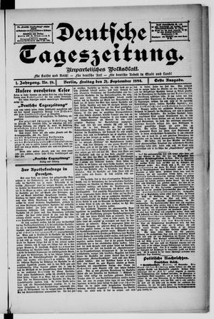 Deutsche Tageszeitung vom 21.09.1894