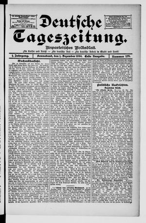 Deutsche Tageszeitung vom 01.12.1894