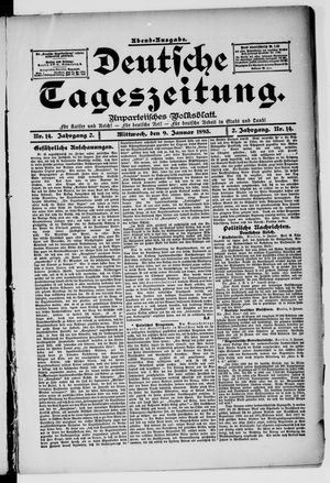 Deutsche Tageszeitung vom 09.01.1895