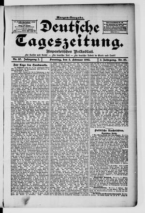 Deutsche Tageszeitung on Feb 3, 1895