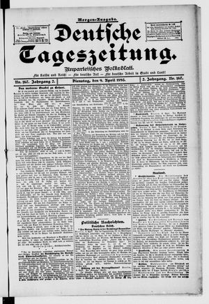 Deutsche Tageszeitung vom 09.04.1895