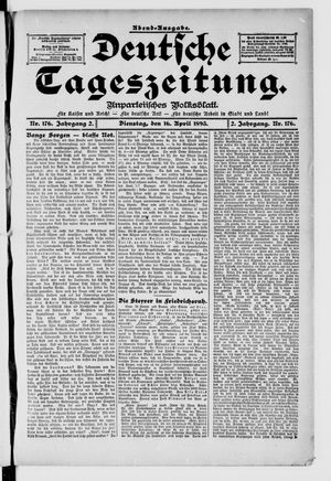 Deutsche Tageszeitung vom 16.04.1895