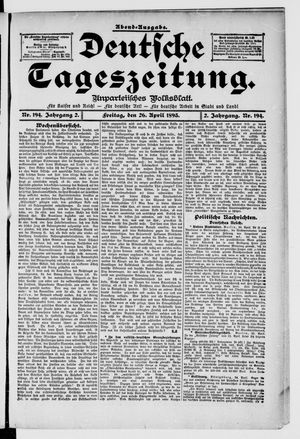 Deutsche Tageszeitung vom 26.04.1895