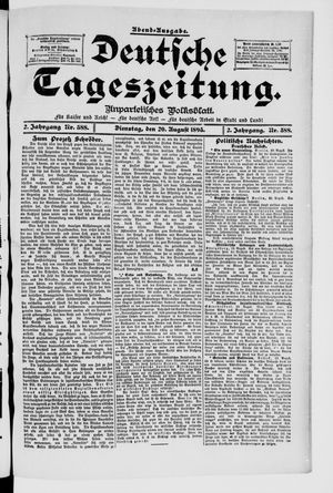 Deutsche Tageszeitung vom 20.08.1895