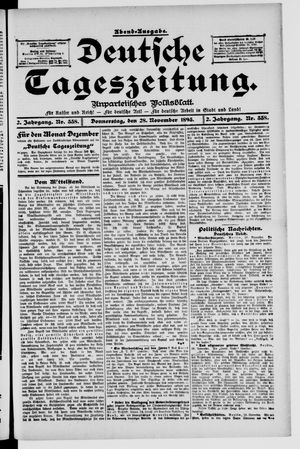 Deutsche Tageszeitung on Nov 28, 1895