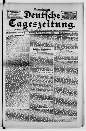 Deutsche Tageszeitung vom 16.02.1896