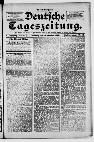 Deutsche Tageszeitung vom 18.02.1896