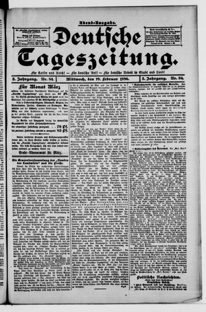 Deutsche Tageszeitung vom 19.02.1896
