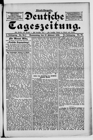 Deutsche Tageszeitung on Feb 27, 1896