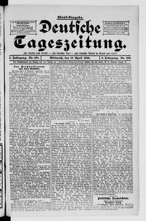 Deutsche Tageszeitung on Apr 22, 1896