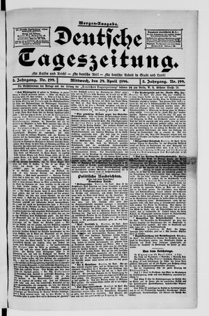Deutsche Tageszeitung vom 29.04.1896