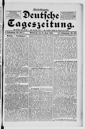 Deutsche Tageszeitung vom 10.06.1896