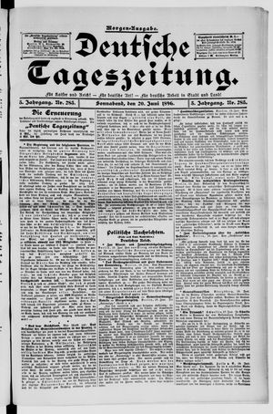 Deutsche Tageszeitung on Jun 20, 1896