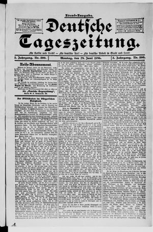 Deutsche Tageszeitung vom 29.06.1896
