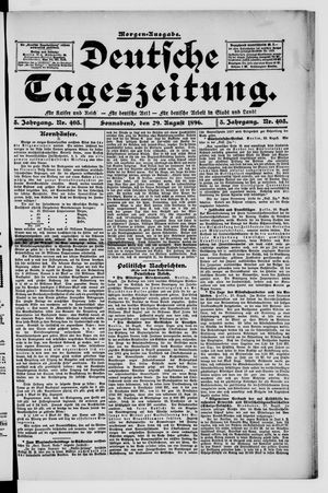 Deutsche Tageszeitung vom 29.08.1896