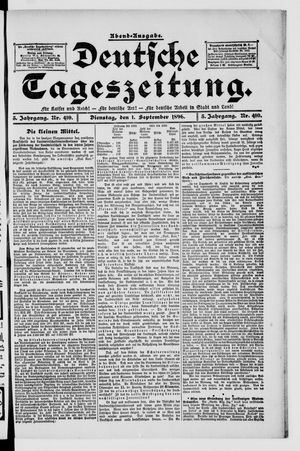 Deutsche Tageszeitung vom 01.09.1896