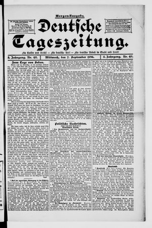 Deutsche Tageszeitung vom 02.09.1896