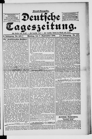 Deutsche Tageszeitung vom 07.09.1896