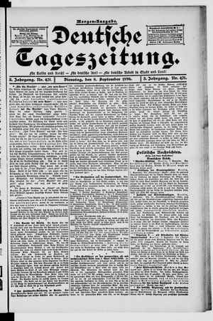 Deutsche Tageszeitung vom 08.09.1896