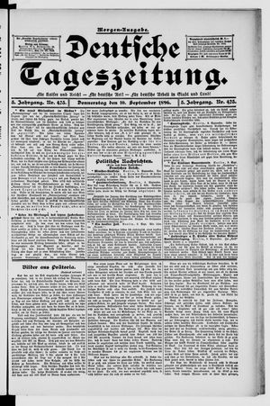 Deutsche Tageszeitung vom 10.09.1896