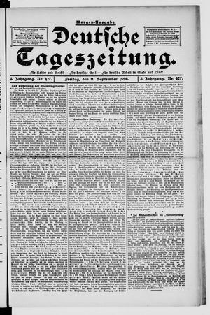 Deutsche Tageszeitung vom 11.09.1896