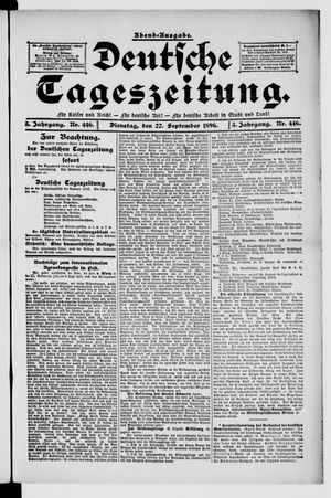 Deutsche Tageszeitung vom 22.09.1896
