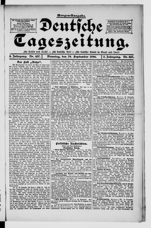 Deutsche Tageszeitung on Sep 29, 1896