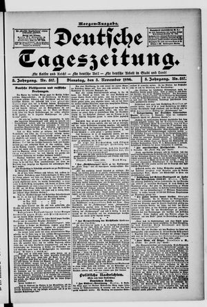 Deutsche Tageszeitung vom 03.11.1896