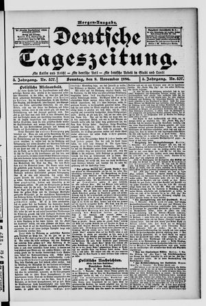 Deutsche Tageszeitung vom 08.11.1896