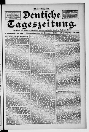 Deutsche Tageszeitung on Nov 19, 1896
