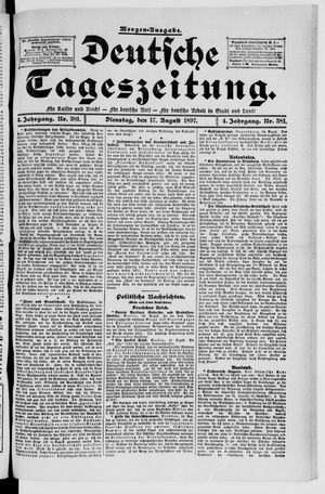 Deutsche Tageszeitung on Aug 17, 1897