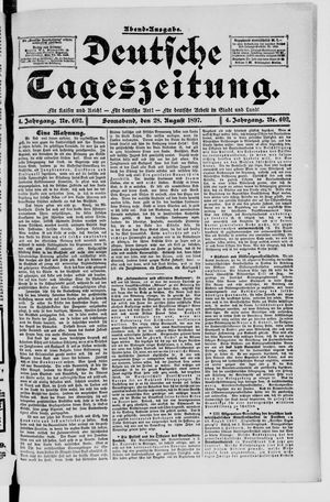 Deutsche Tageszeitung vom 28.08.1897