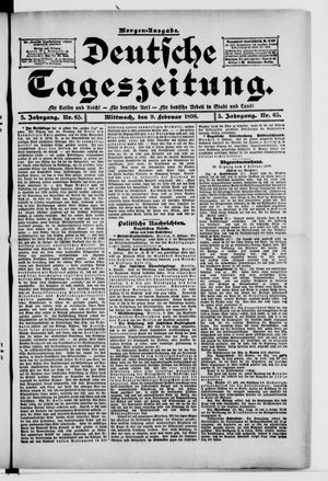 Deutsche Tageszeitung on Feb 9, 1898