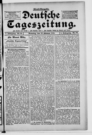 Deutsche Tageszeitung on Feb 22, 1898