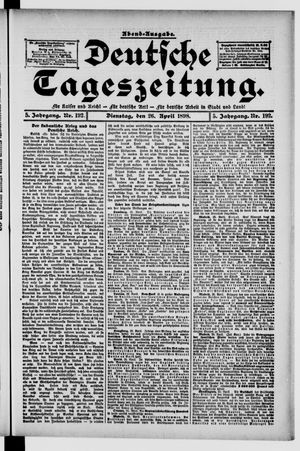 Deutsche Tageszeitung vom 26.04.1898
