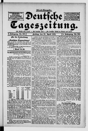 Deutsche Tageszeitung on Apr 29, 1898