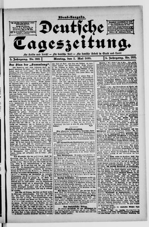 Deutsche Tageszeitung vom 02.05.1898