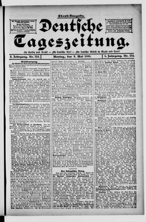 Deutsche Tageszeitung vom 09.05.1898