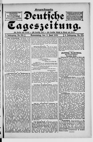 Deutsche Tageszeitung on Jun 2, 1898