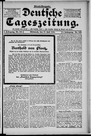 Deutsche Tageszeitung vom 27.07.1898