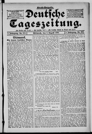 Deutsche Tageszeitung on Aug 3, 1898